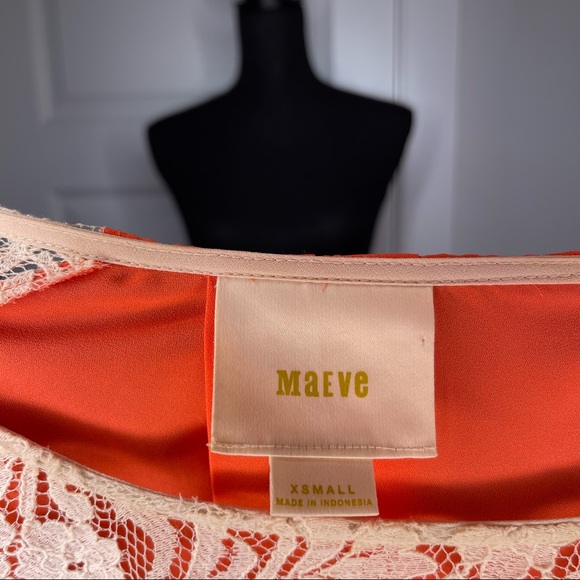 Anthropologie | Maeve Coral Top with Ivory Lace - Picture 9 of 11